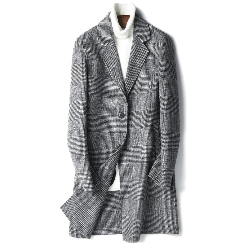 Double Sided Wool Coat for Men Autumn Winter Warm ..